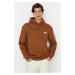 Trendyol Brown Men's Regular/Normal Cut Animal Embroidery Fleece Inside Sweatshirt