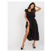 Black midi dress with ruffle of loose fit