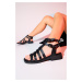 LuviShoes FRADE Black Genuine Leather Women's Sandals