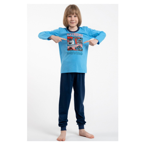 Chlapčenské pyžamo Italian Fashion Explore - bavlna Svetlomodrá-tmavomodrá