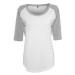 Build Your Brand Dámske tričko s 3/4 rukávom BY022 White