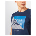JACK & JONES Tričko 'LAMBO'  námornícka modrá / biela