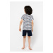 Boys' pyjamas Corfu, short sleeves, shorts - print/navy blue