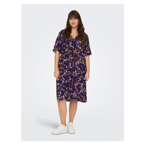 Dark blue Women's Floral Shirt Dress ONLY CARMAKOMA Nova - Ladies