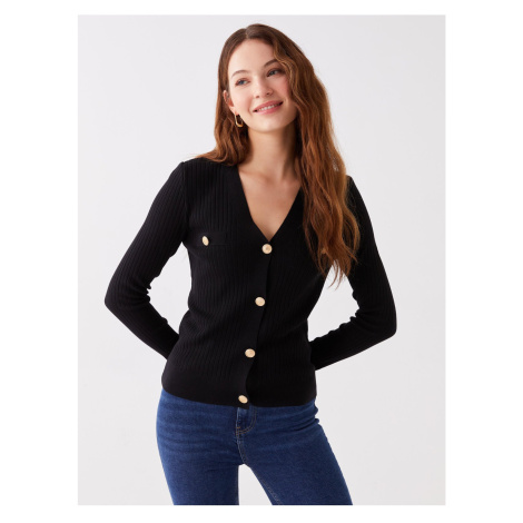 LC Waikiki V-Neck Plain Long Sleeve Women's Knitwear Cardigan