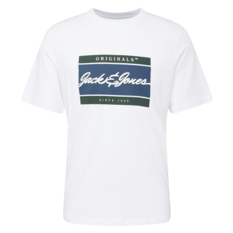 JACK & JONES Tričko 'WAYNE'  námornícka modrá / zelená / biela