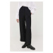 Nohavice Marc O'Polo dámske, čierna farba, široké, vysoký pás