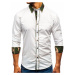 Maskáčovo-biela pánska elegantná košeľa s dlhými rukávmi BOLF 6876