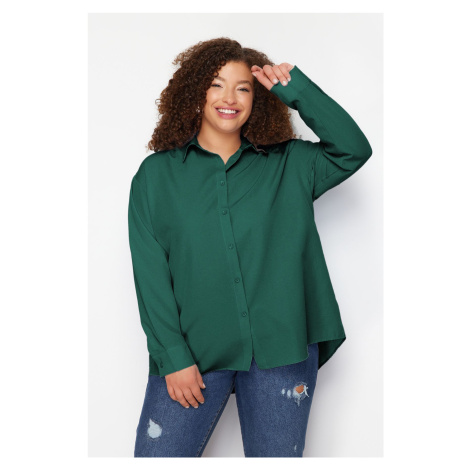 Trendyol Curve Emerald Green Woven Plus Size Shirt