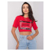 Women's red T-shirt with inscription