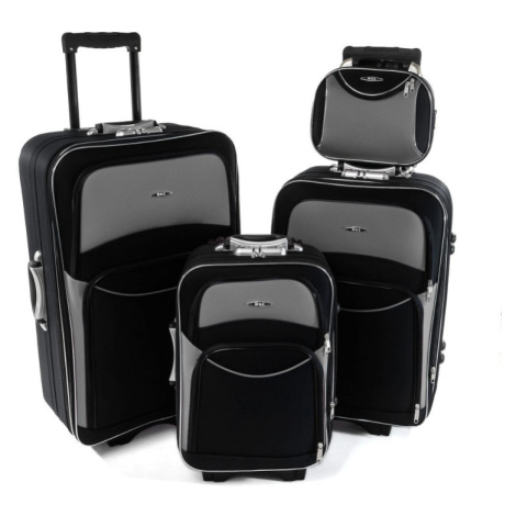 Sivo-čierna sada 4 cestovných kufrov &quot;Standard&quot; - veľ. S, M, L, XL