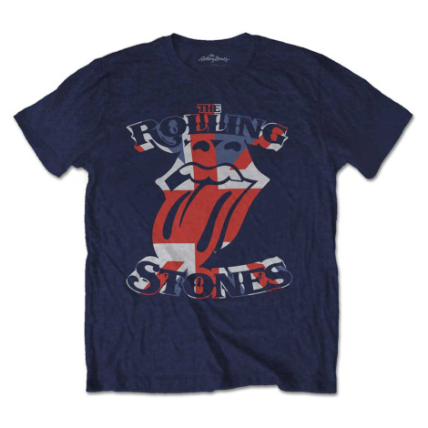 The Rolling Stones tričko British Flag Tongue Modrá