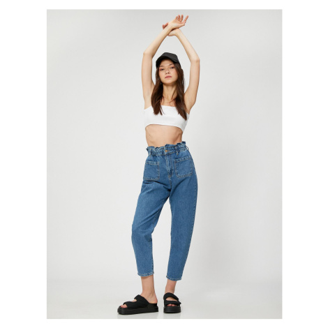 Koton džínsy s elastickým pásom vysoký pás - Baggy Jeans