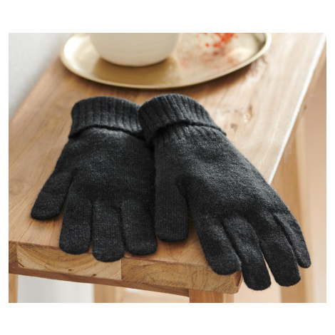 Pletené rukavice s vlnou, antracitové Tchibo