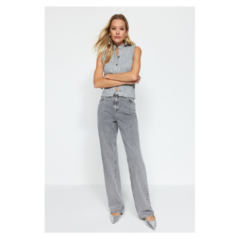 Trendyol Gray High Waist Wide Leg Jeans