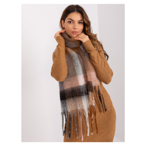 Brown-gray women's checkered scarf