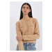 DEFACTO Regular Fit Crew Neck Basic Plain Gold Metal Buttoned Knitwear Cardigan