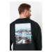 Trendyol Black Men's Oversize/Wide Cut Crew Neck Photo Printed Fleece Sweatshirt