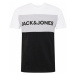 JACK & JONES Tričko  sivá melírovaná / čierna / biela