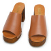 Dámske kožené šľapky s imitáciou dreva 96-D-251-5
