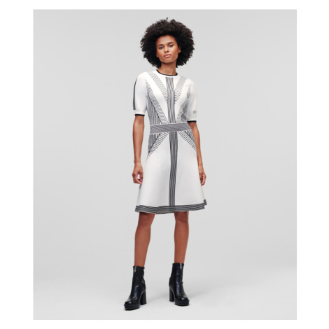 Šaty Karl Lagerfeld 3/4 Sleeve Knit Dress Biela
