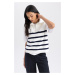 DEFACTO Relax Fit Striped Zippered Stand Collar Sweater