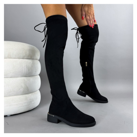 Čierne semišové vysoké čižmy iMóda
