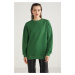 GRIMELANGE Allys Women's Crew Neck Oversize Basic Green Sweatshirt