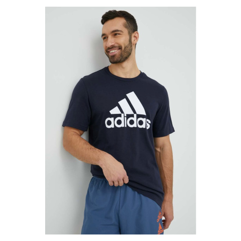 Bavlnené tričko adidas tmavomodrá farba, s potlačou, IC9348