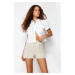 Trendyol Beige Rib Detailed Woven Shorts