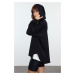 Trendyol Black Soft Fabric Hooded Zippered Oversize/Wide Cut Knitted Sweatshirt