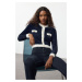 Trendyol Navy Blue Crop Beard/Fuzzy Yarn Jacket-Looking Knitwear Cardigan