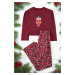 Trendyol Claret Red 100% Cotton Christmas Themed Knitted Pajama Set