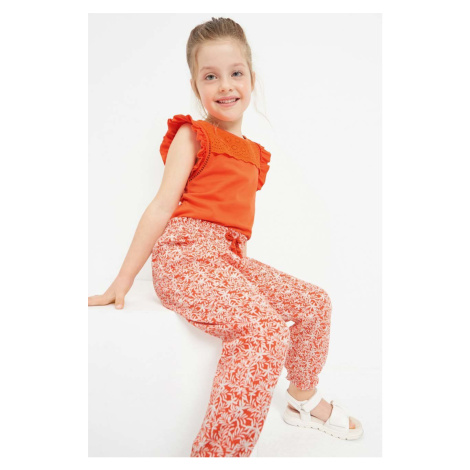 Detské bavlnené nohavice Mayoral oranžová farba, vzorované