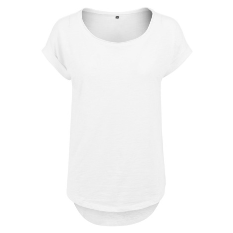 Build Your Brand Dámske tričko s predĺženým zadným dielom - Biela