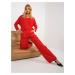 Red fabric trousers with folds