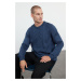 Trendyol Indigo Regular Crew Neck Textured Knitwear Sweater