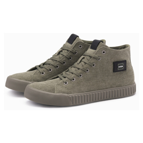 Ombre Men's high top canvas sneakers shoes - olive