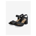 Čierne dámske kožené sandálky Rieker