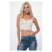 Cream lace top with zipper