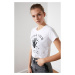 Trendyol White Printed Crop Knitted T-Shirt