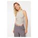 Trendyol Light Gray Gathered/Drape Detailed Crew Neck Knitted Blouse