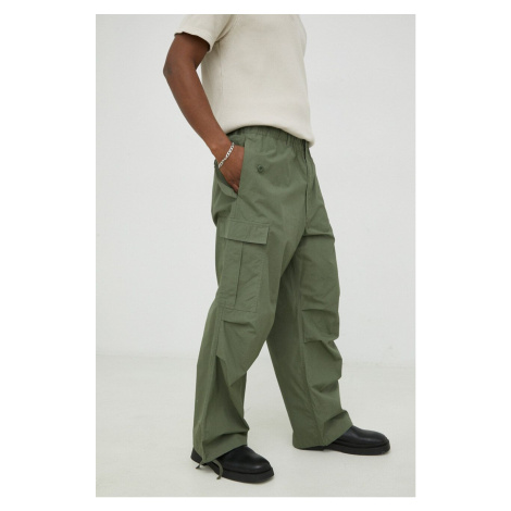 Bavlnené nohavice Samsoe Samsoe zelená farba, rovné
