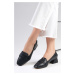 Mio Gusto Anneka Black Color Blunt Toe Women's Short Heeled Shoes