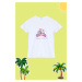 Trendyol White Girl's Floral Patterned Cotton Knitted T-Shirt