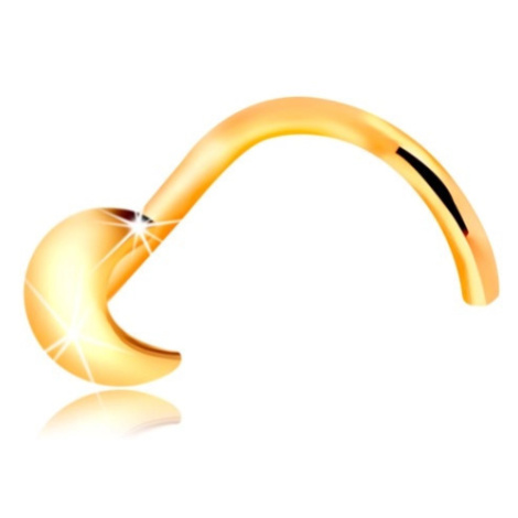 Piercing do nosa v žltom zlate 585 s kosáčikom mesiaca, zahnutý tvar