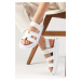 Mio Gusto Gia White Color Velcro Strap Women's Sandals