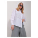 Trend Alaçatı Stili Women's White Double Pocket Trog Embroidered Terrycoton Oversize Shirt