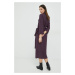 Šaty Sisley fialová farba, maxi, rovný strih