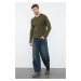 Trendyol Khaki Slim Fit Crew Neck Raglan Sleeve Basic Knitwear Sweater